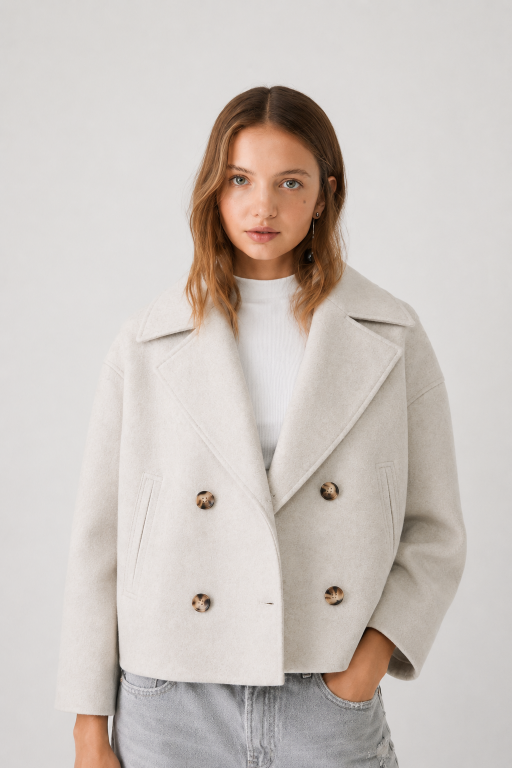 Women’s Double-Breasted Jacket | Short Tailored Blazer Coat | Smart Casual Layering | Nova Muse