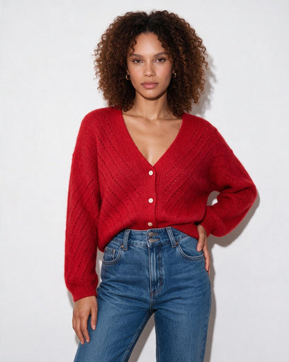 Mohair Cardigan | Women | Button Up | Soft Knit | Long Sleeve | Casual Layering | Nova Muse