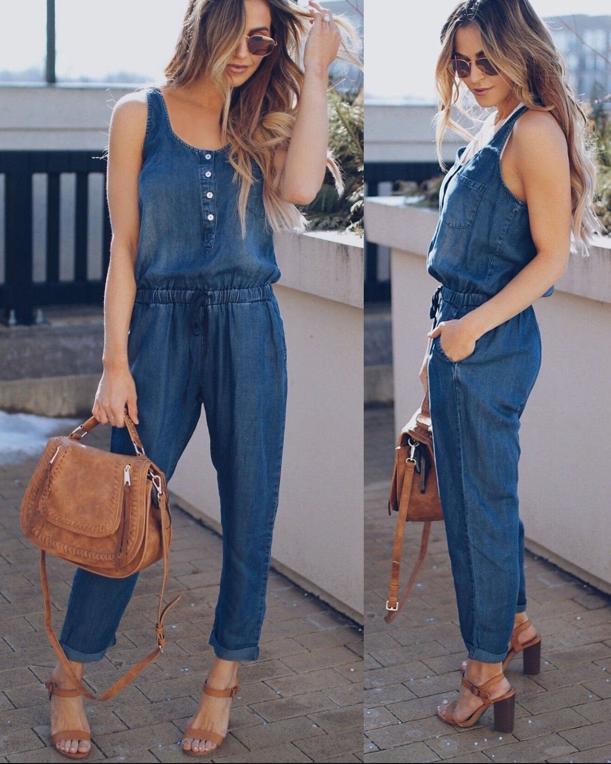Women's Denim Jumpsuit | Soft Tencel Fabric | Casual Relaxed Fit | Nova Muse