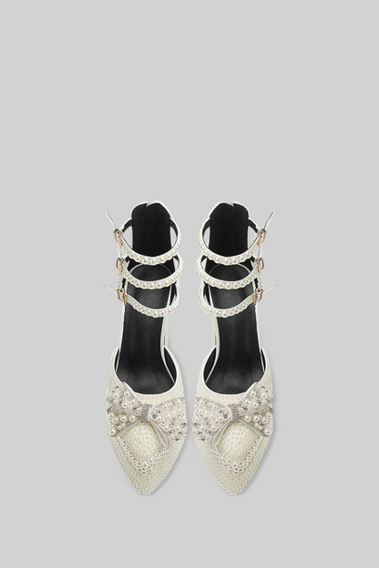 Women’s Pearl Platform Pumps | White Chunky Heel Elegant Dress Shoes | Nova Muse