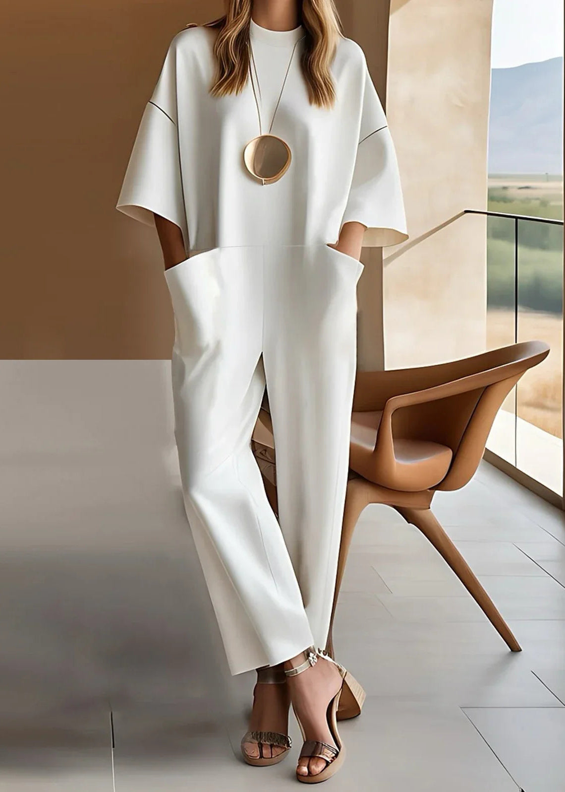 Women's Short Sleeve Jumpsuit | Relaxed Fit | Straight Leg Pants | Nova Muse