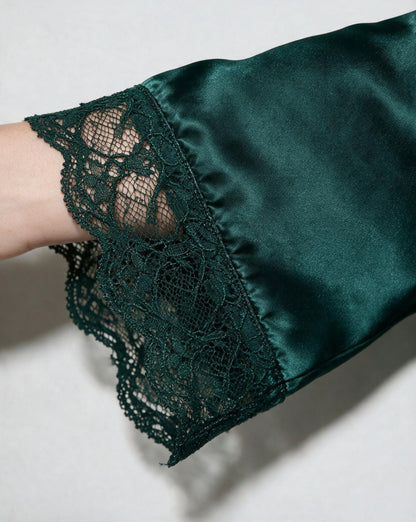 Satin Lace Trim Chemise | Side Slit Nightdress | Elegant Lingerie | Nova Muse