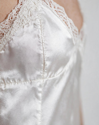 Satin Lace Trim Chemise | Side Slit Nightdress | Elegant Lingerie | Nova Muse