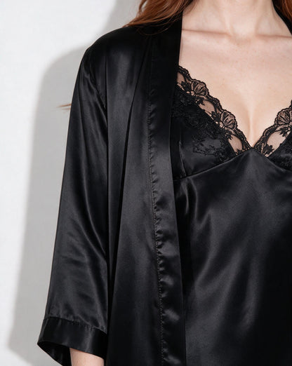Satin Lace Trim Chemise | Side Slit Nightdress | Elegant Lingerie | Nova Muse