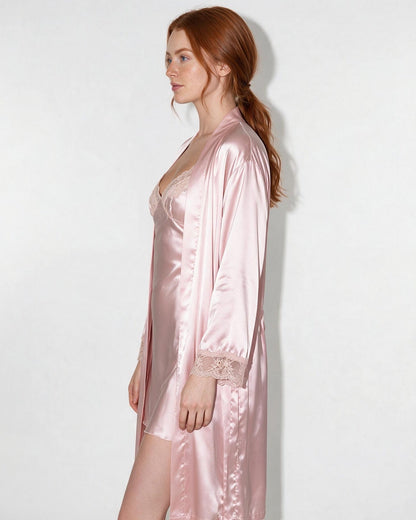 Satin Lace Trim Chemise | Side Slit Nightdress | Elegant Lingerie | Nova Muse
