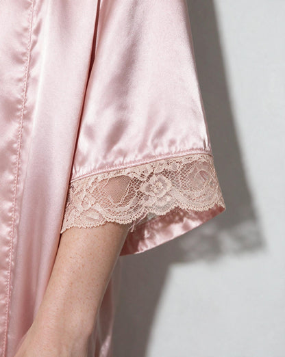 Satin Lace Trim Chemise | Side Slit Nightdress | Elegant Lingerie | Nova Muse