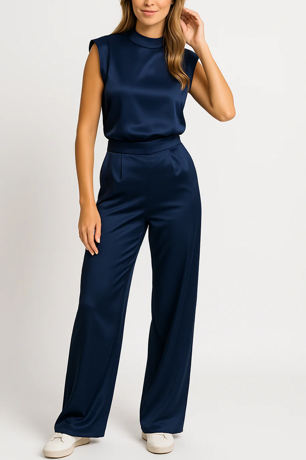 Women's Satin Jumpsuit | Padded Shoulders | Elegant Formal Style | Nova Muse