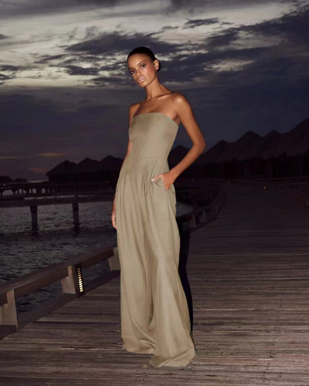 Women's Strapless Jumpsuit | Crepe Cocktail Style | Elegant Formal Wear | Nova Muse