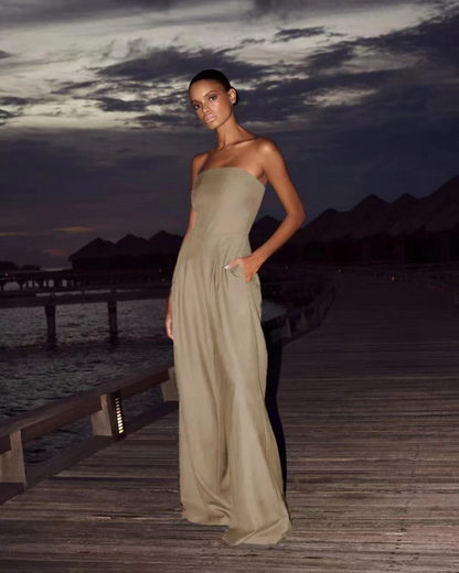 Women's Strapless Jumpsuit | Crepe Cocktail Style | Elegant Formal Wear | Nova Muse