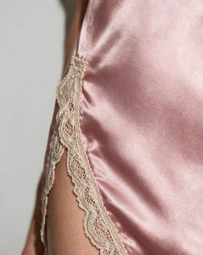 Lace Trim Chemise | Women | Open Back | Soft Lingerie Nightdress | Elegant Sleepwear | Nova Muse