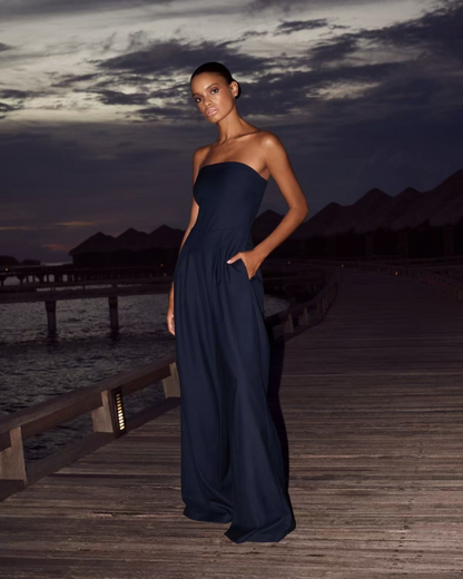 Women's Strapless Jumpsuit | Crepe Cocktail Style | Elegant Formal Wear | Nova Muse