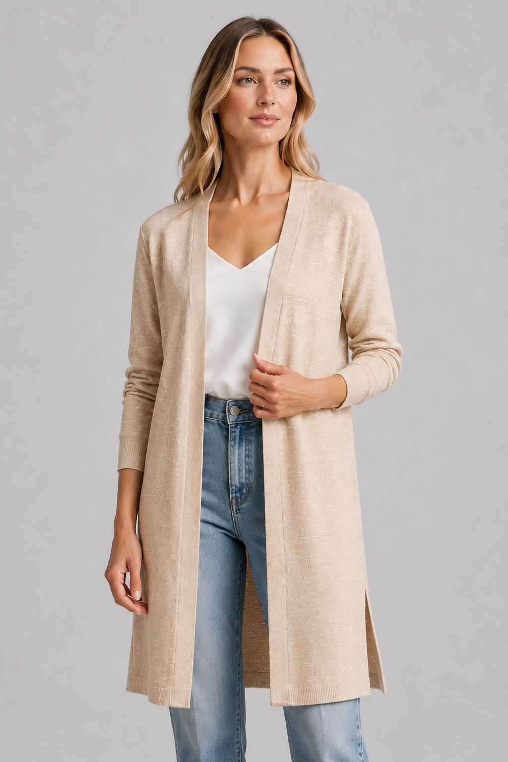 Longline Cardigan | Women | Lightweight Knit | Open Front | Layering Sweater | Nova Muse
