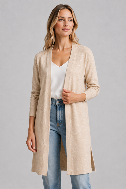 Longline Cardigan | Women | Lightweight Knit | Open Front | Layering Sweater | Nova Muse