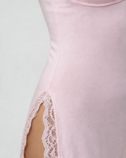 Lace Trim Chemise | Women | High Side Slits | Lingerie Nightdress | Elegant Sleepwear | Nova Muse