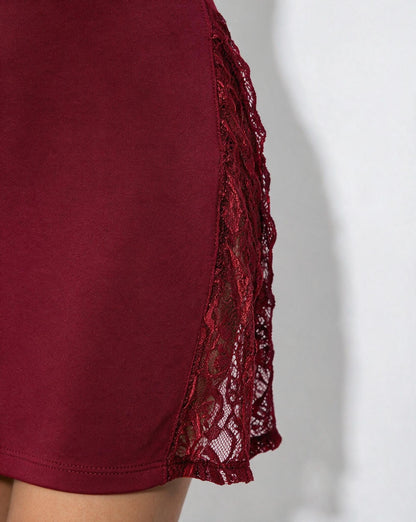 Lace Trim Chemise | Women | High Side Slits | Lingerie Nightdress | Elegant Sleepwear | Nova Muse