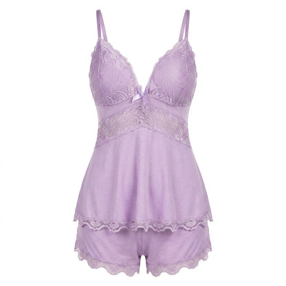 Lace Trim Cami Pyjama Set | Women | Soft Satin | Adjustable Straps | Sleepwear | Nova Muse
