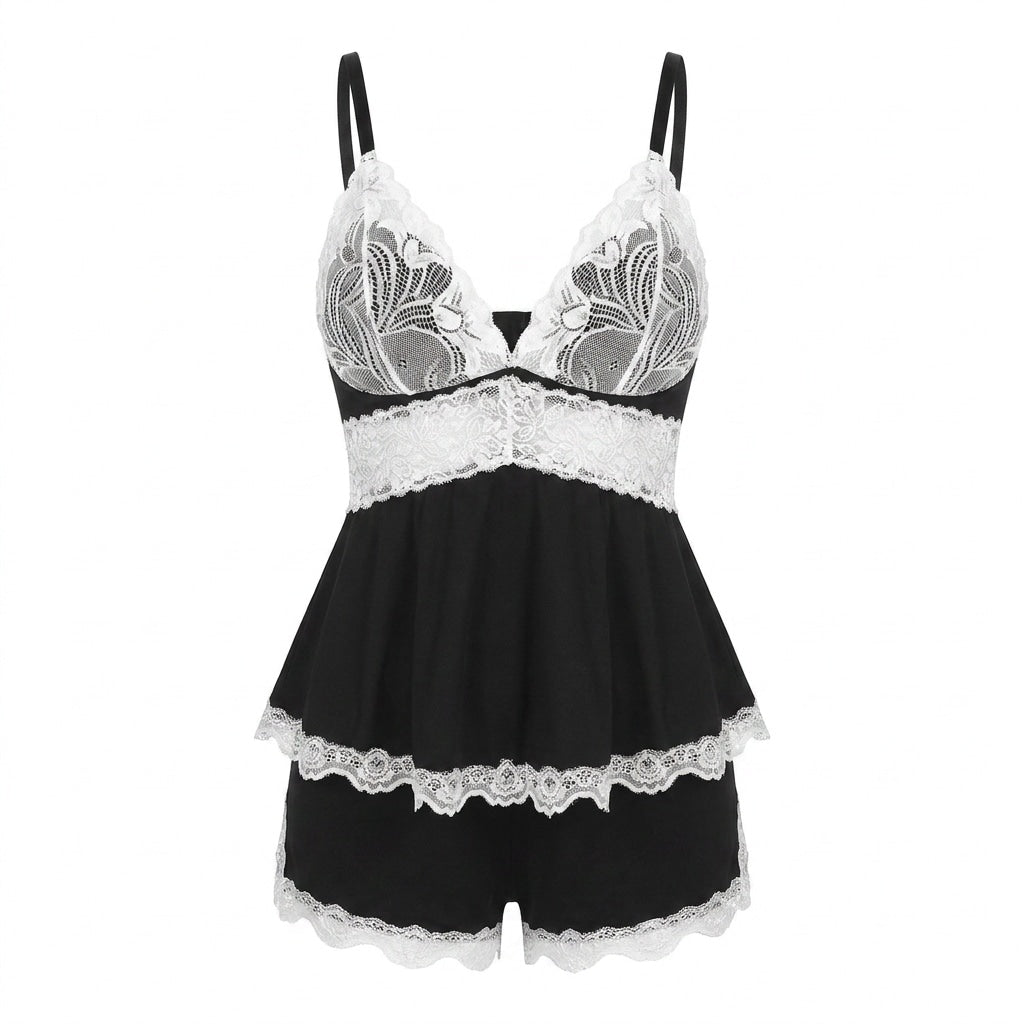 Lace Trim Cami Pyjama Set | Women | Soft Satin | Adjustable Straps | Sleepwear | Nova Muse