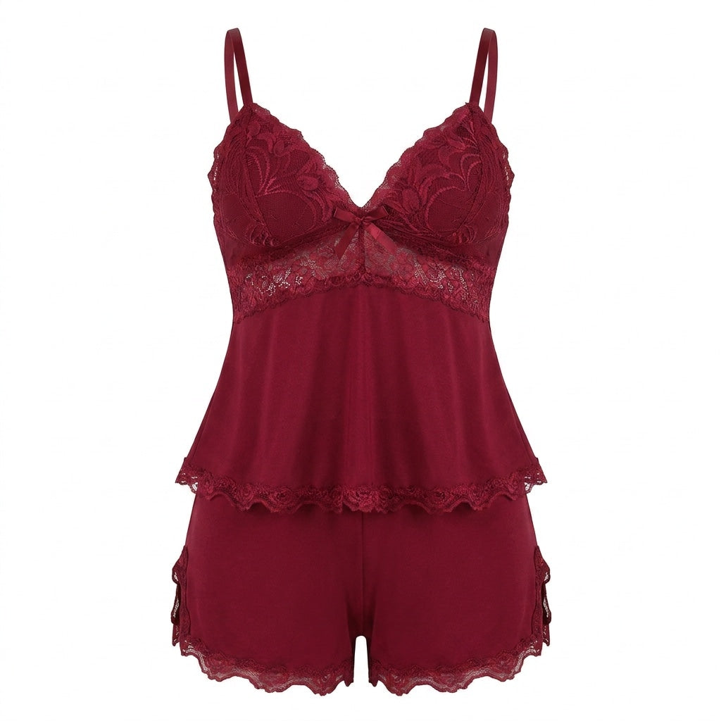 Lace Trim Cami Pyjama Set | Women | Soft Satin | Adjustable Straps | Sleepwear | Nova Muse
