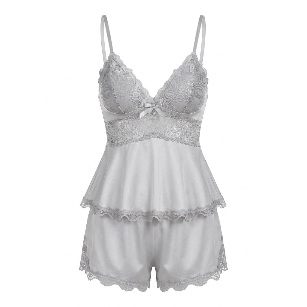 Lace Trim Cami Pyjama Set | Women | Soft Satin | Adjustable Straps | Sleepwear | Nova Muse