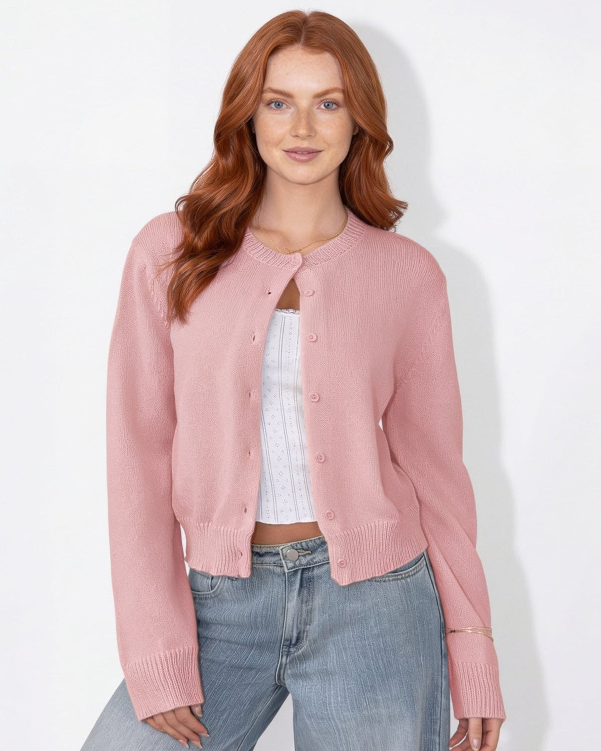 Cropped Knit Cardigan | Women | Button Front | Long Sleeve | Casual Layering | Nova Muse