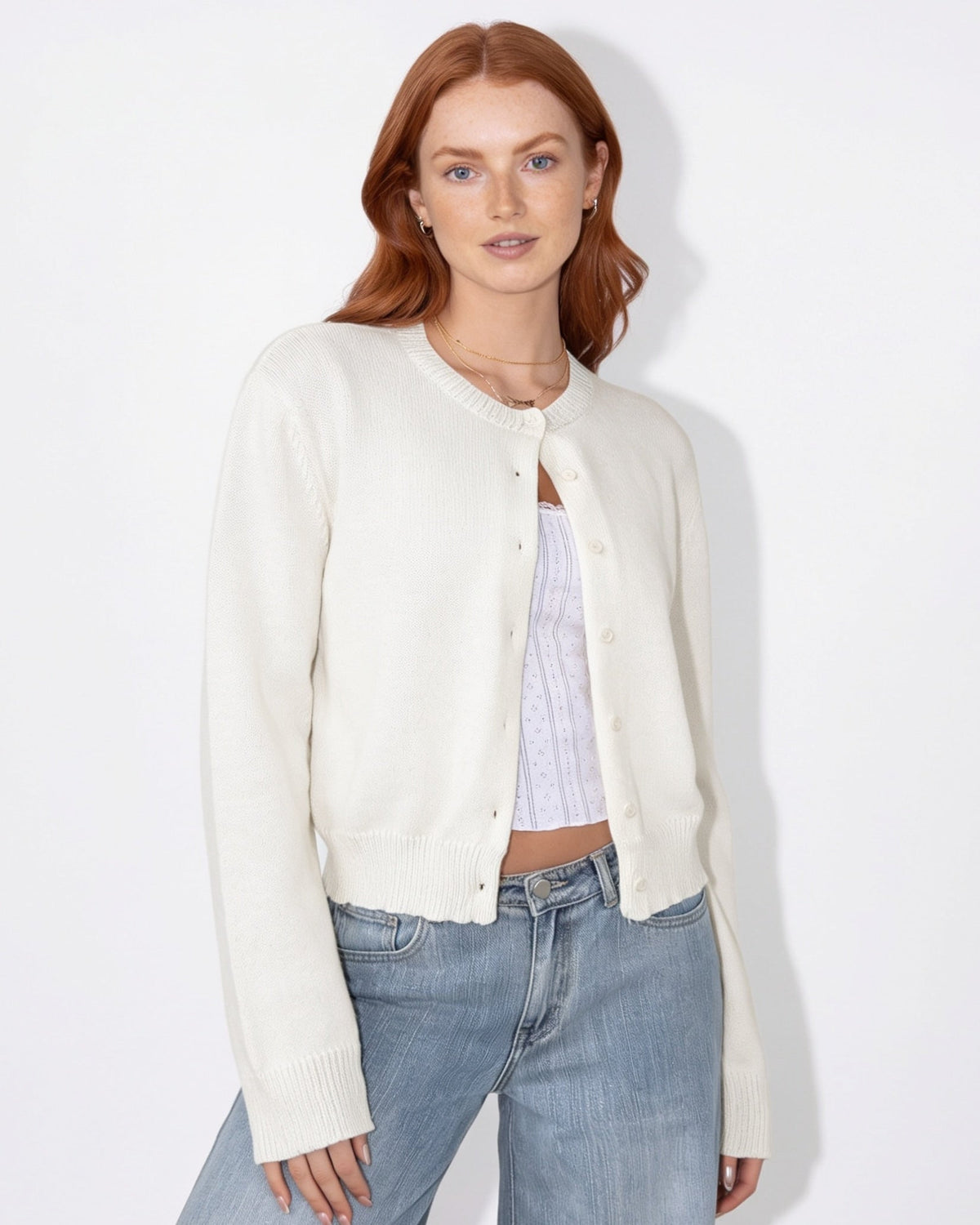 Cropped Knit Cardigan | Women | Button Front | Long Sleeve | Casual Layering | Nova Muse