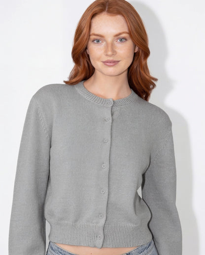 Cropped Knit Cardigan | Women | Button Front | Long Sleeve | Casual Layering | Nova Muse