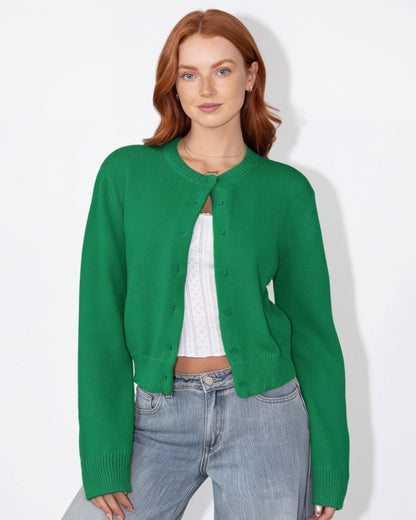 Cropped Knit Cardigan | Women | Button Front | Long Sleeve | Casual Layering | Nova Muse