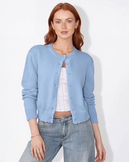 Cropped Knit Cardigan | Women | Button Front | Long Sleeve | Casual Layering | Nova Muse