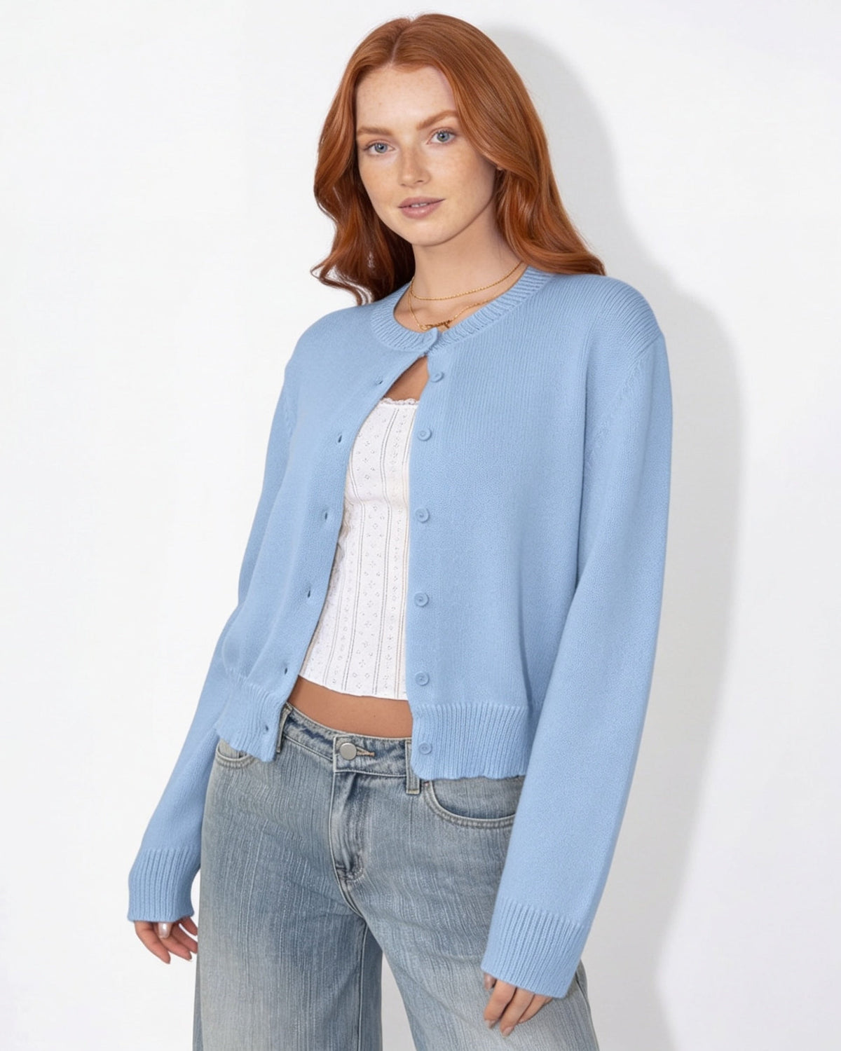 Cropped Knit Cardigan | Women | Button Front | Long Sleeve | Casual Layering | Nova Muse
