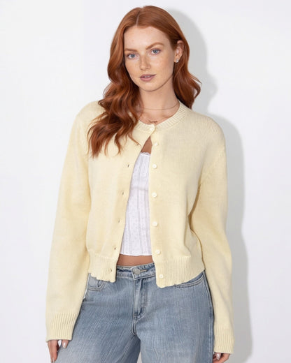 Cropped Knit Cardigan | Women | Button Front | Long Sleeve | Casual Layering | Nova Muse