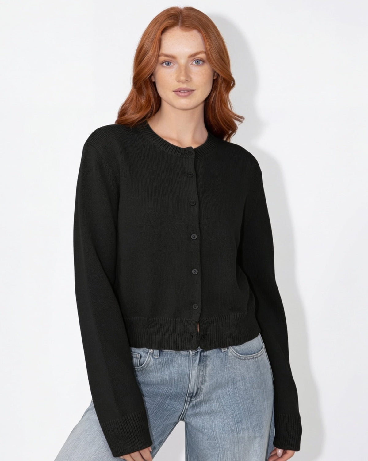 Cropped Knit Cardigan | Women | Button Front | Long Sleeve | Casual Layering | Nova Muse