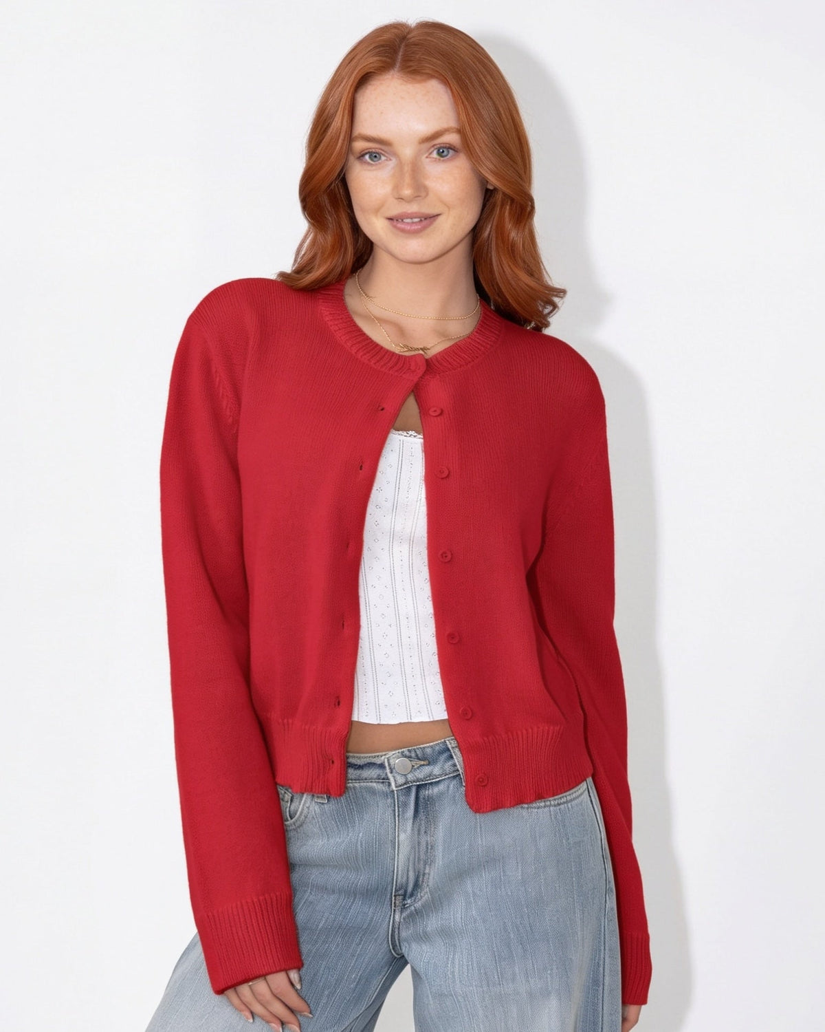 Cropped Knit Cardigan | Women | Button Front | Long Sleeve | Casual Layering | Nova Muse