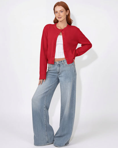 Cropped Knit Cardigan | Women | Button Front | Long Sleeve | Casual Layering | Nova Muse