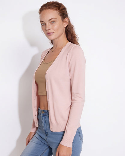 V-Neck Cardigan | Women | Button Front | Soft Knit | Long Sleeve Layering | Nova Muse