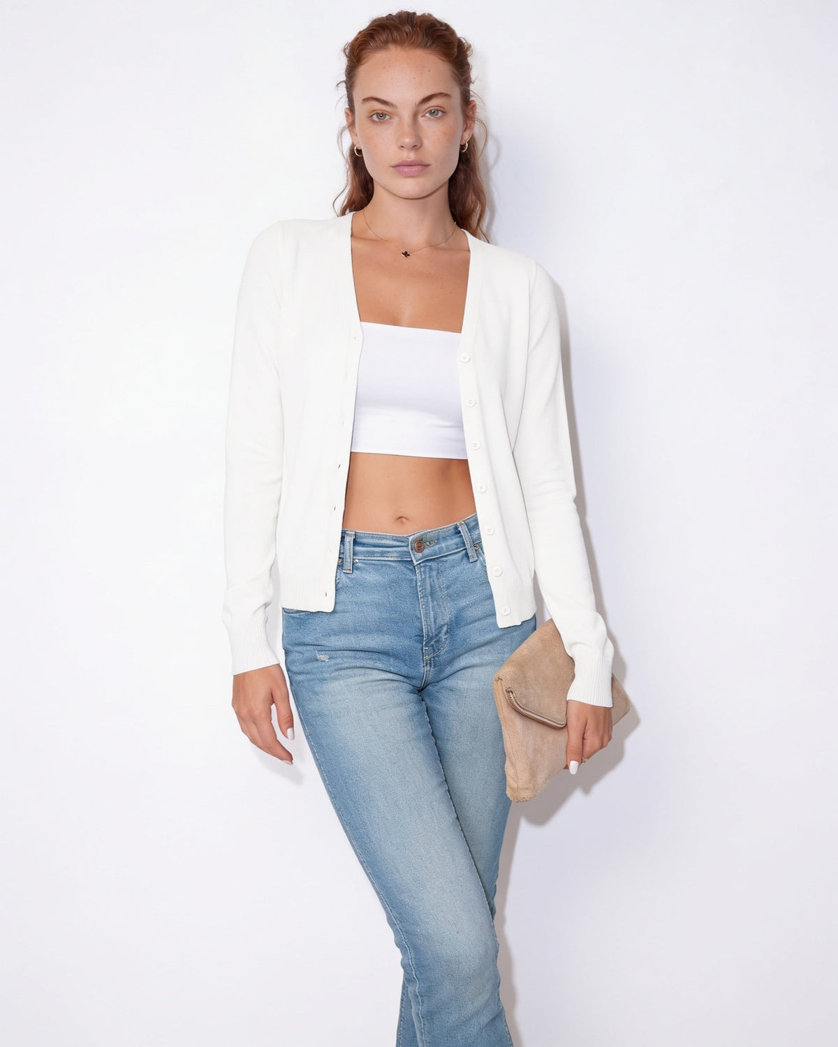 V-Neck Cardigan | Women | Button Front | Soft Knit | Long Sleeve Layering | Nova Muse