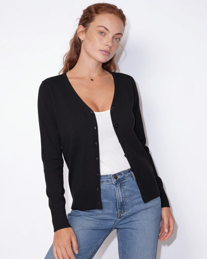 V-Neck Cardigan | Women | Button Front | Soft Knit | Long Sleeve Layering | Nova Muse