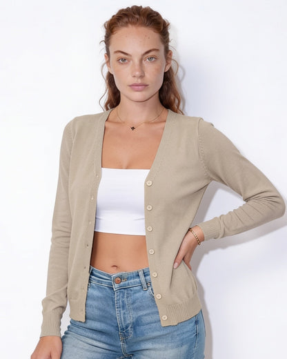 V-Neck Cardigan | Women | Button Front | Soft Knit | Long Sleeve Layering | Nova Muse