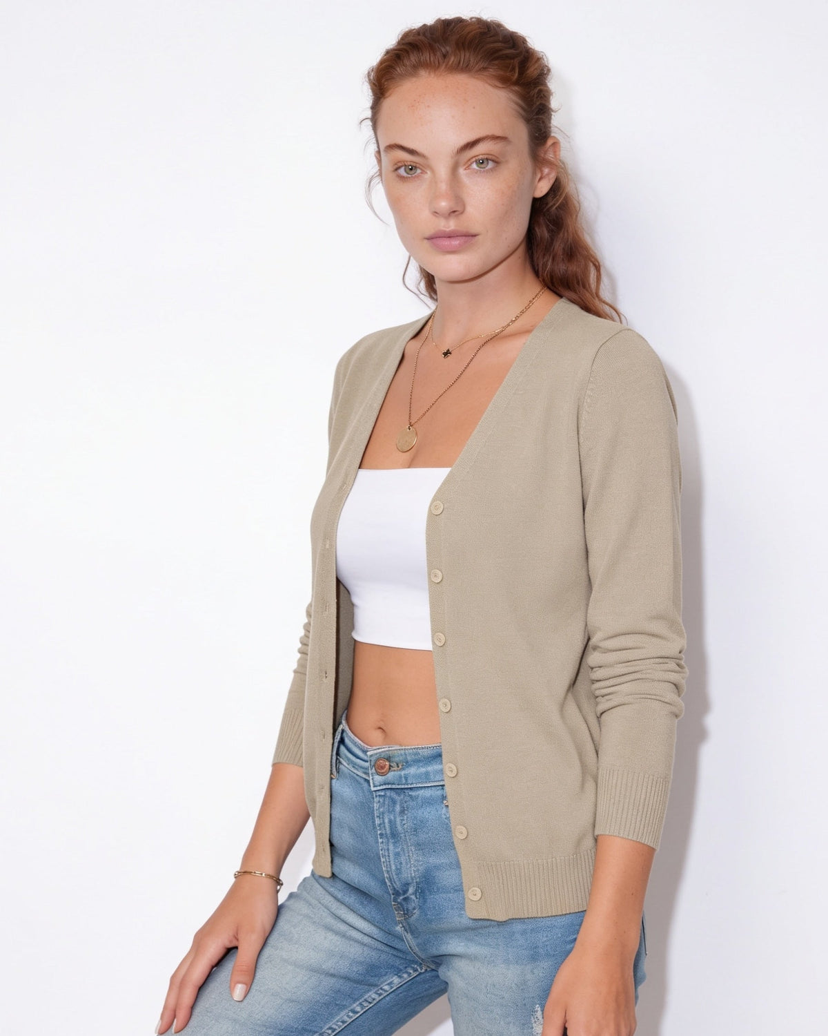 V-Neck Cardigan | Women | Button Front | Soft Knit | Long Sleeve Layering | Nova Muse