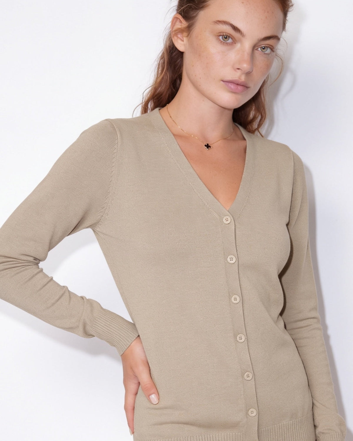 V-Neck Cardigan | Women | Button Front | Soft Knit | Long Sleeve Layering | Nova Muse