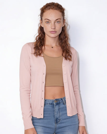 V-Neck Cardigan | Women | Button Front | Soft Knit | Long Sleeve Layering | Nova Muse