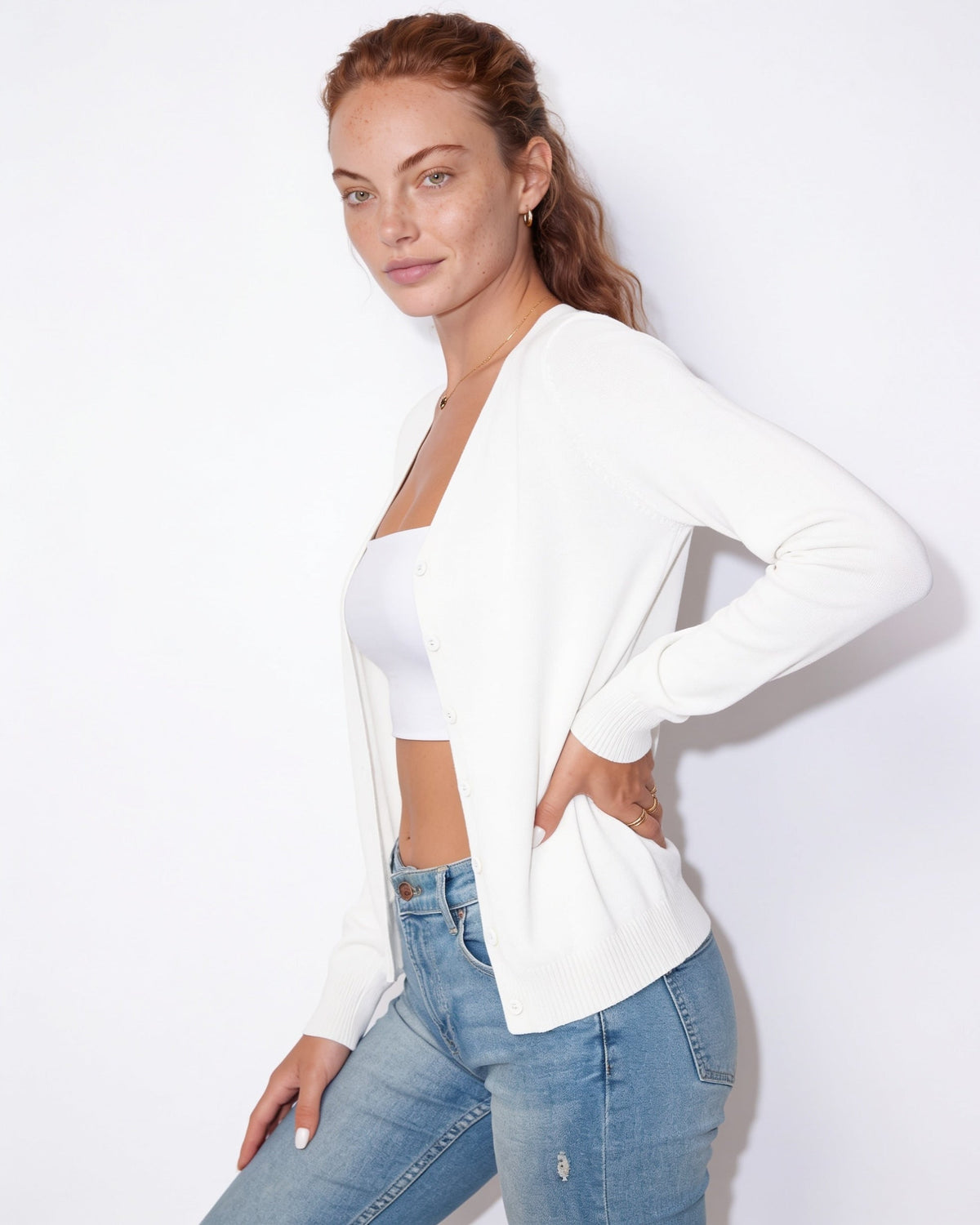 V-Neck Cardigan | Women | Button Front | Soft Knit | Long Sleeve Layering | Nova Muse
