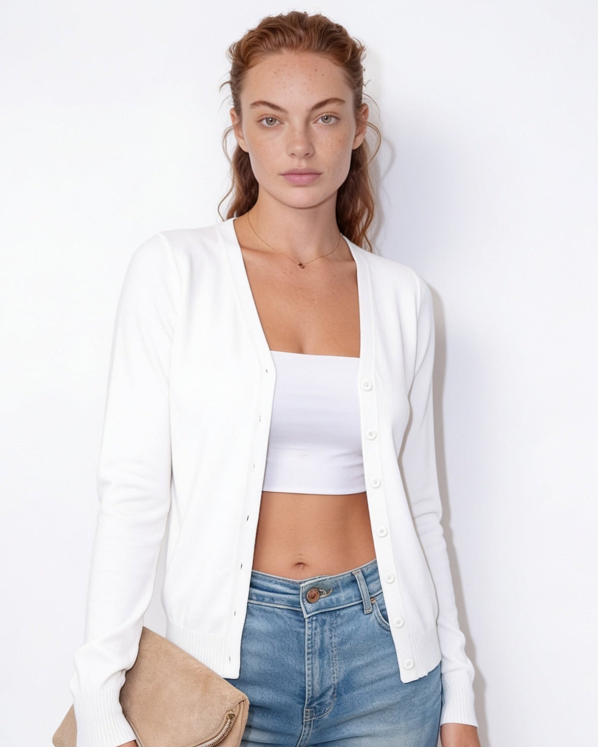 V-Neck Cardigan | Women | Button Front | Soft Knit | Long Sleeve Layering | Nova Muse