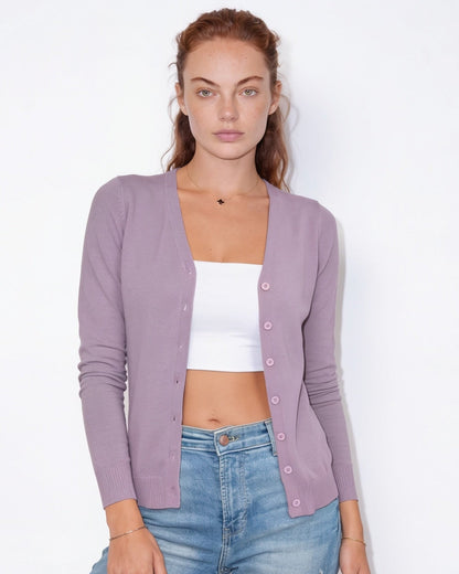 V-Neck Cardigan | Women | Button Front | Soft Knit | Long Sleeve Layering | Nova Muse