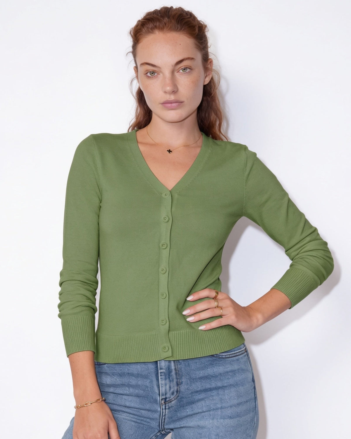 V-Neck Cardigan | Women | Button Front | Soft Knit | Long Sleeve Layering | Nova Muse