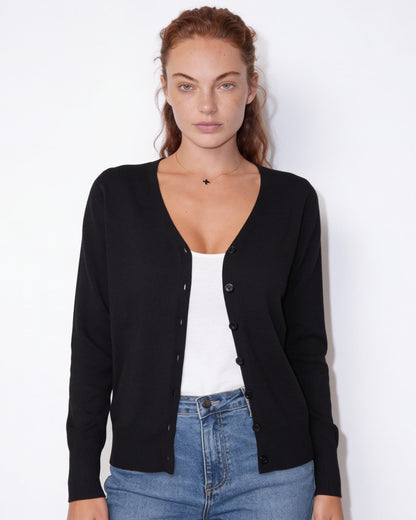 V-Neck Cardigan | Women | Button Front | Soft Knit | Long Sleeve Layering | Nova Muse