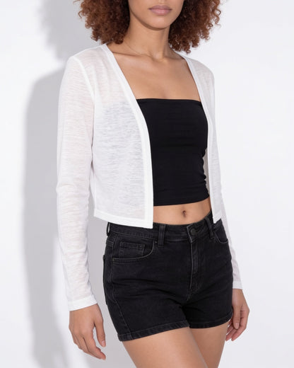 Cropped Cardigan | Women | Sheer Fabric | Open Front | Lightweight Layering Top | Nova Muse