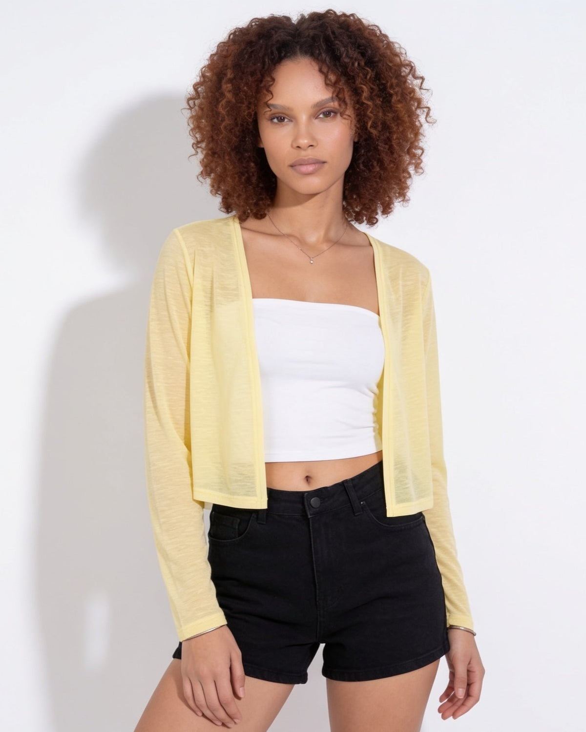 Cropped Cardigan | Women | Sheer Fabric | Open Front | Lightweight Layering Top | Nova Muse