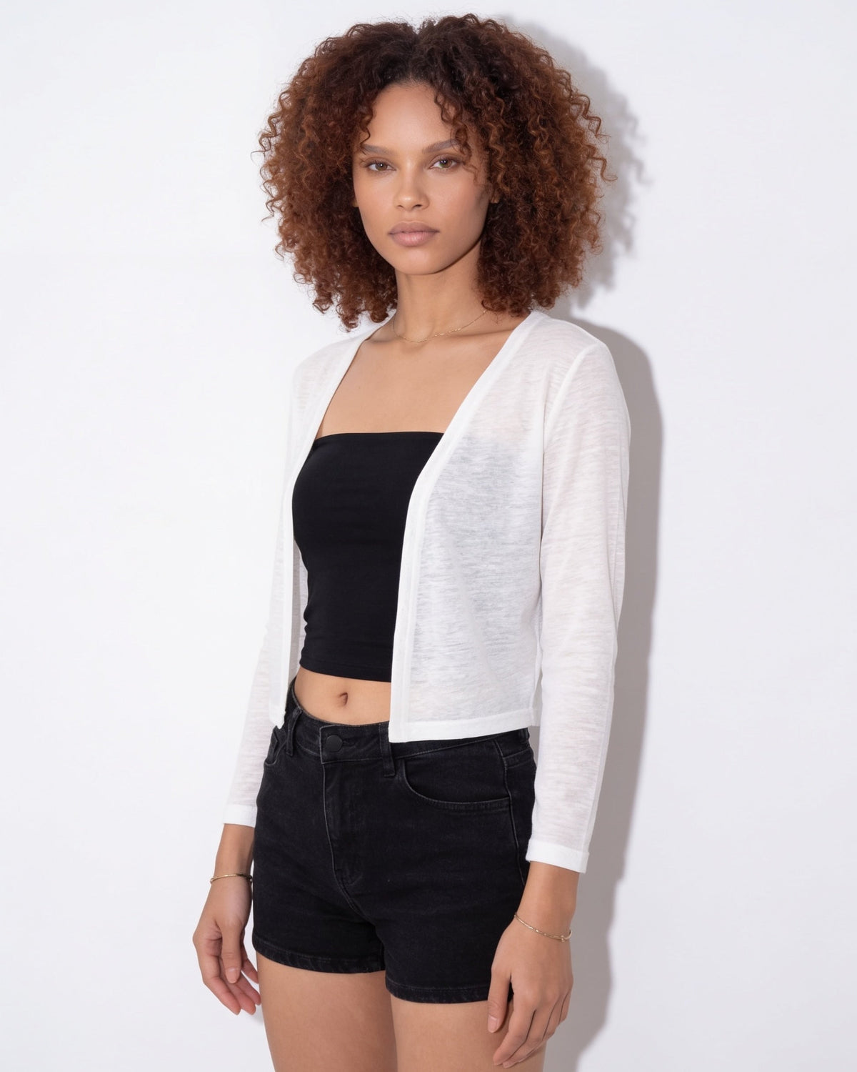 Cropped Cardigan | Women | Sheer Fabric | Open Front | Lightweight Layering Top | Nova Muse