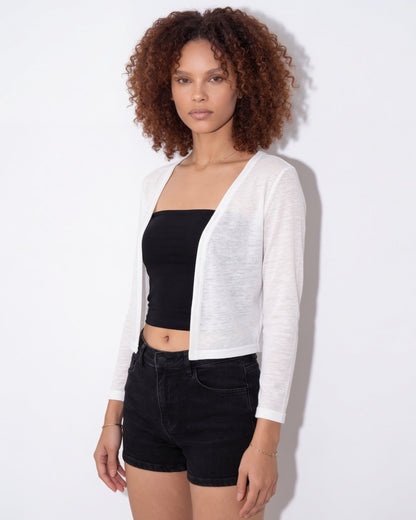 Cropped Cardigan | Women | Sheer Fabric | Open Front | Lightweight Layering Top | Nova Muse