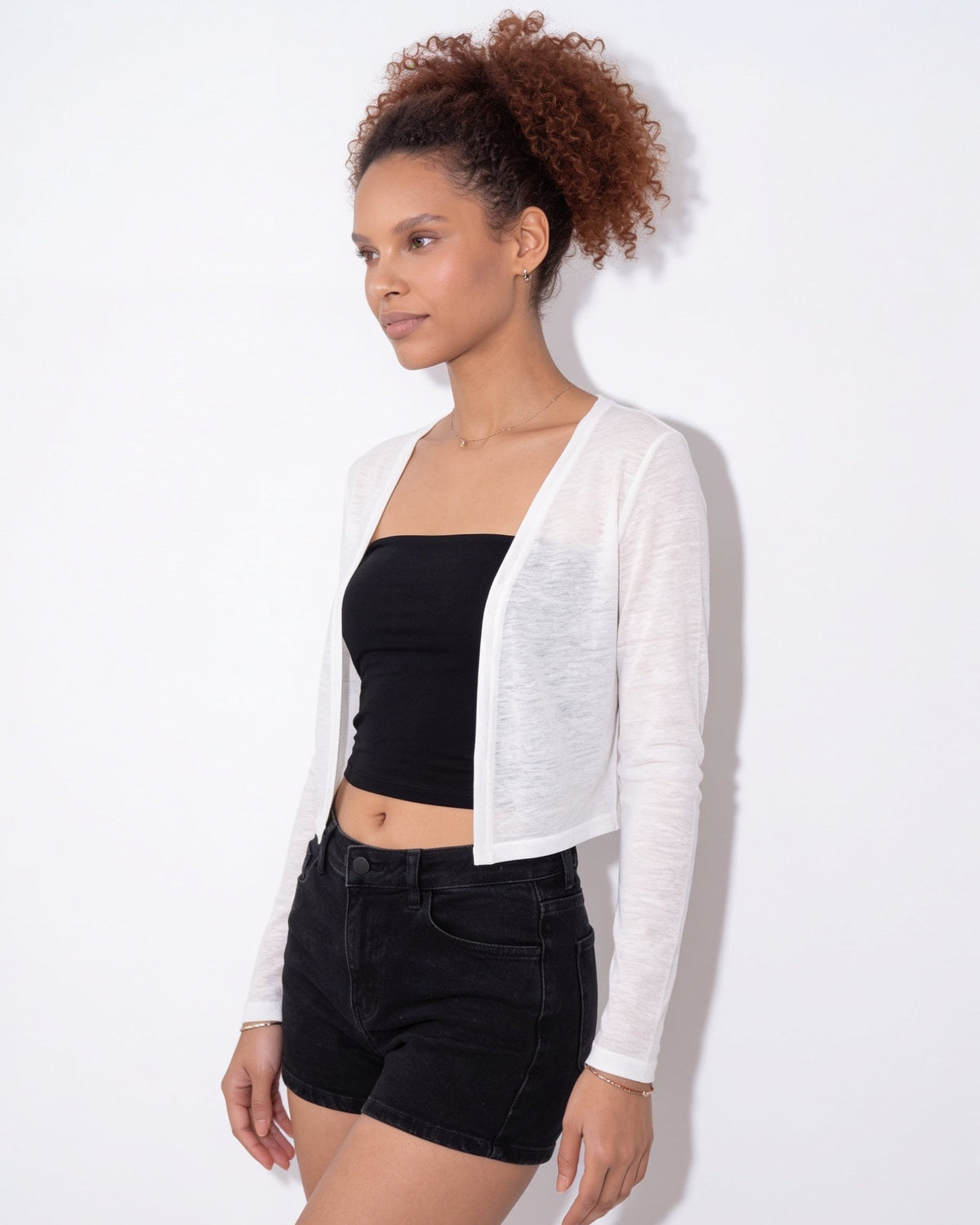 Cropped Cardigan | Women | Sheer Fabric | Open Front | Lightweight Layering Top | Nova Muse